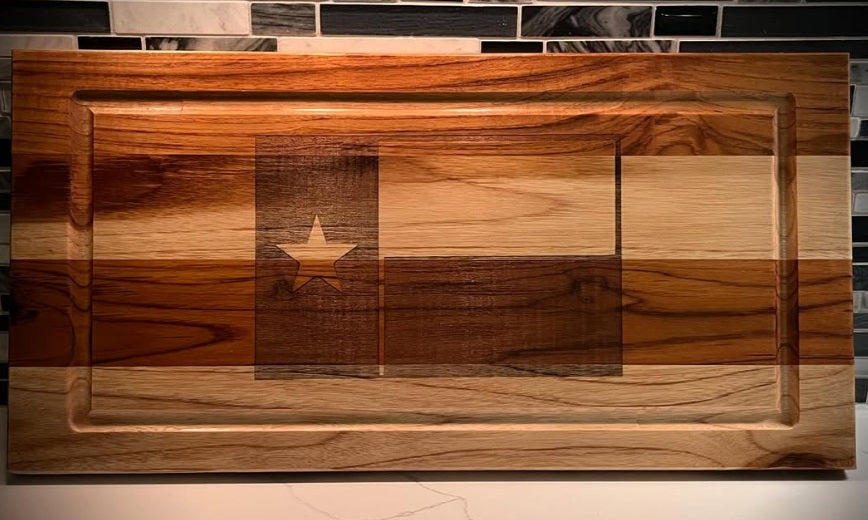 Handcrafted Teak Cutting Board - Texas Edition