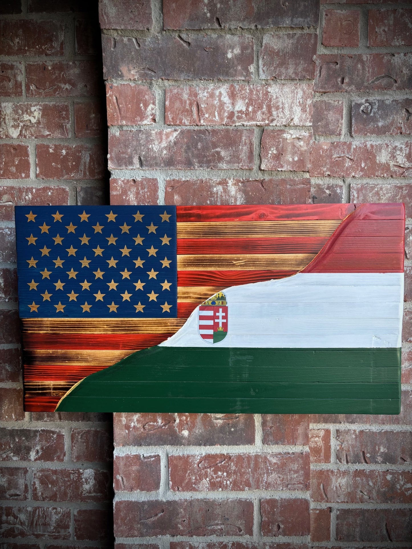 United States/Hungary Split Flag
