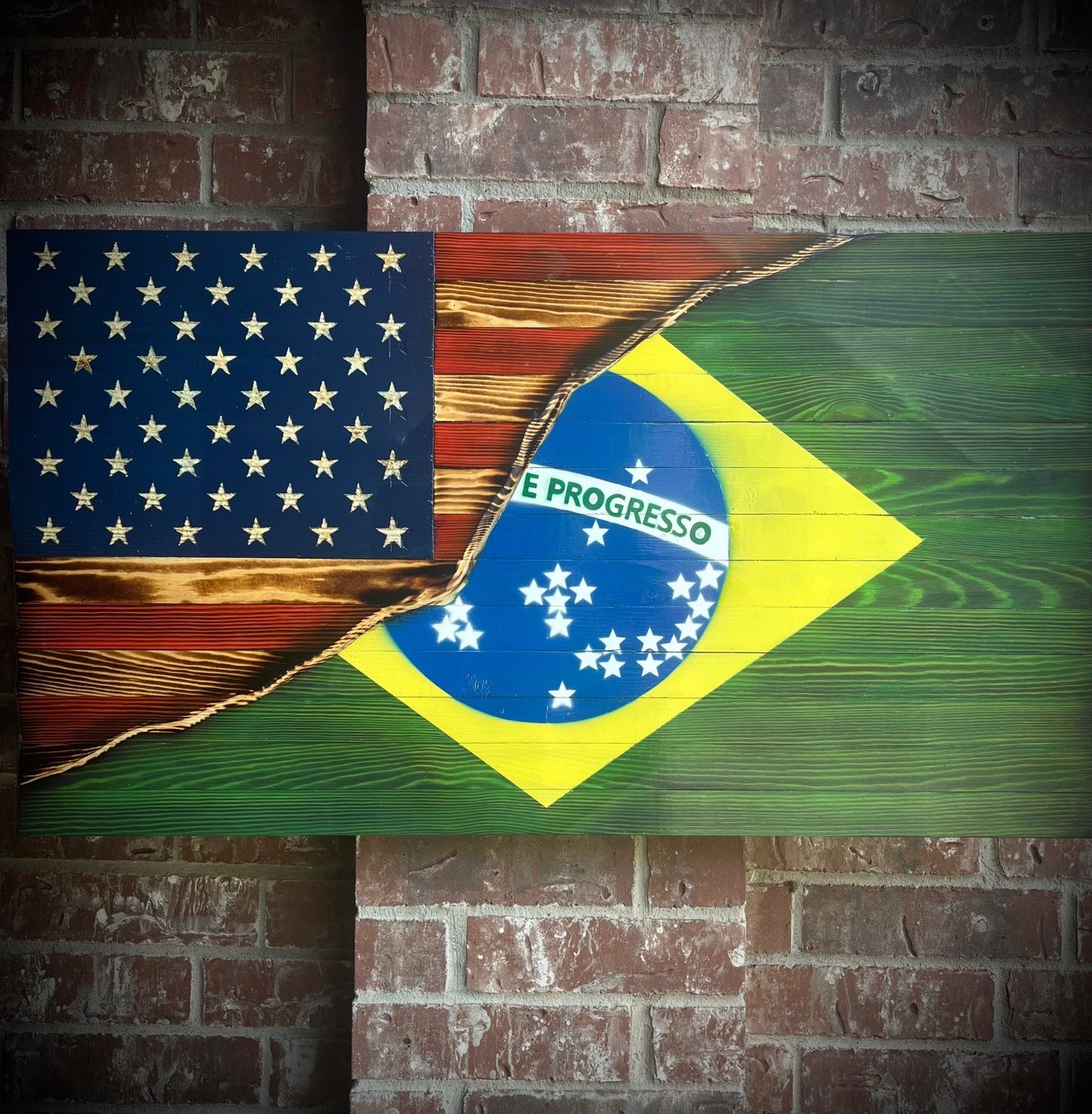 United States/Brazil Split Flag