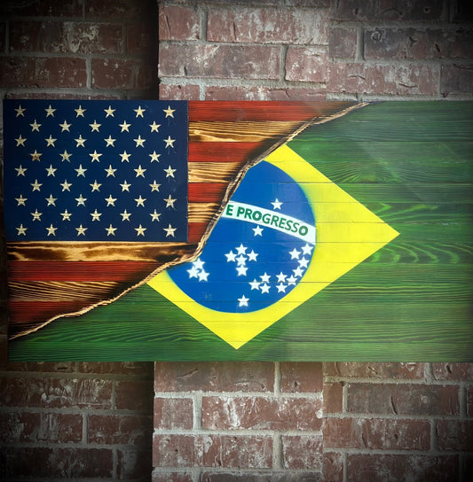 United States/Brazil Split Flag