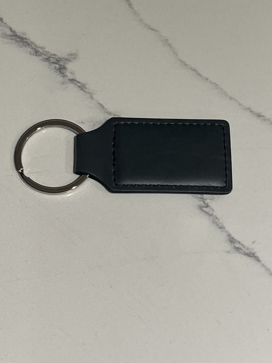 Gray Leather Keychain