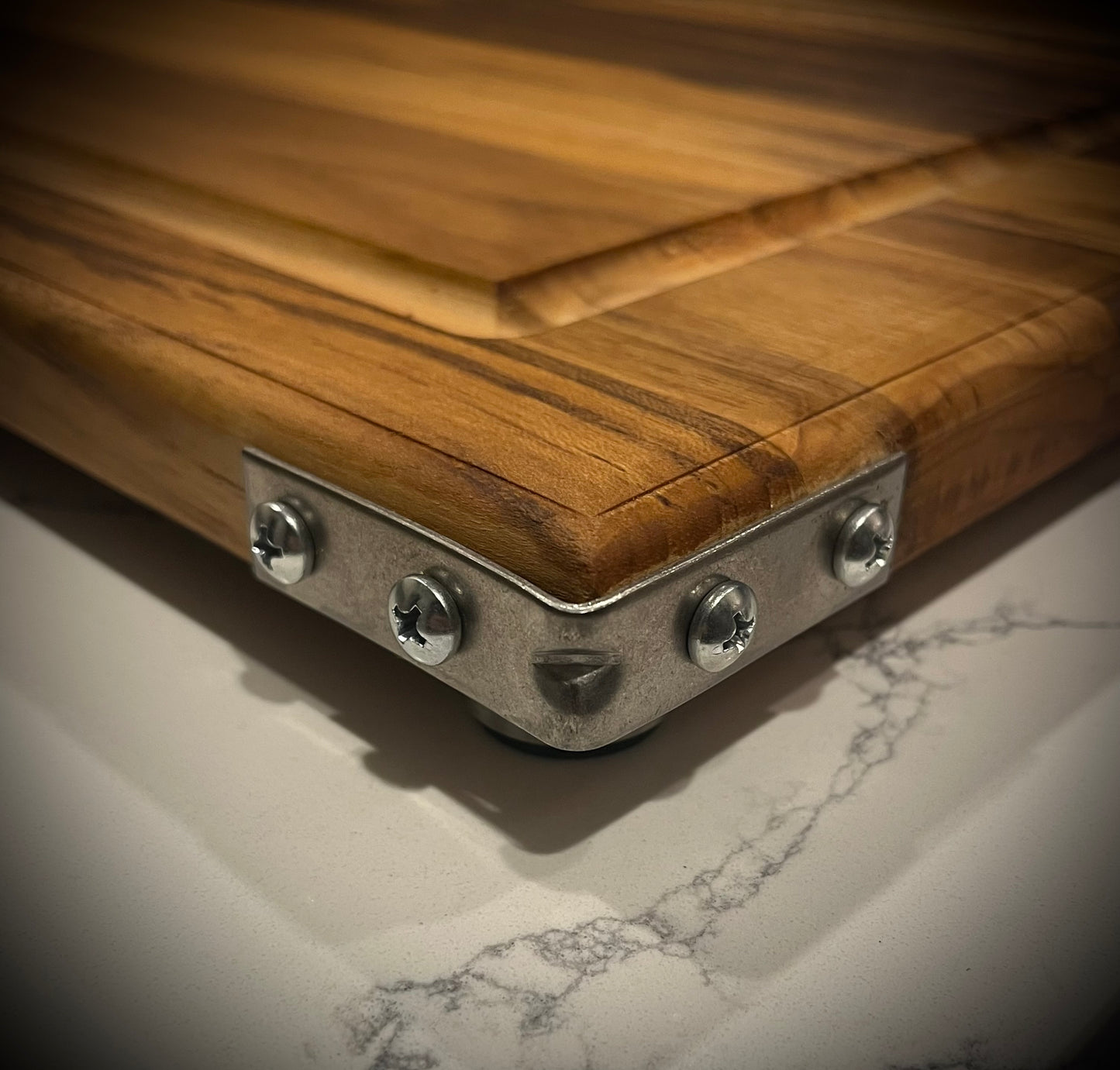 Handcrafted Teak Cutting Board with Industrial Accents