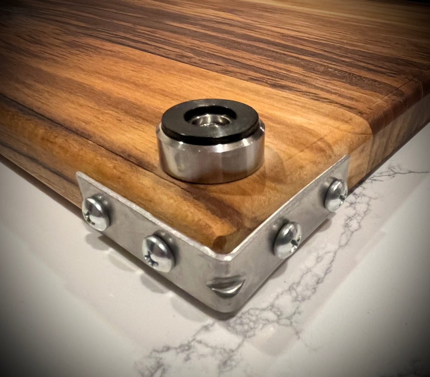 Handcrafted Teak Cutting Board with Industrial Accents