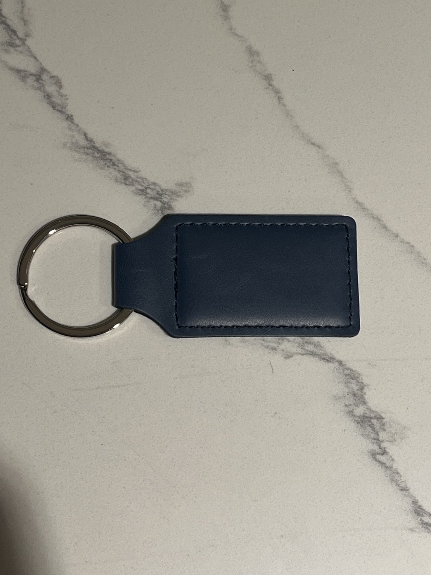 Slate Blue Leather Keychain